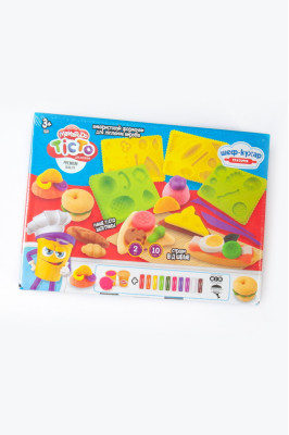 Тісто для ліпки, 12 кольорів, 300 г, стек з формочками, "Шеф-кухар", Danko Toys